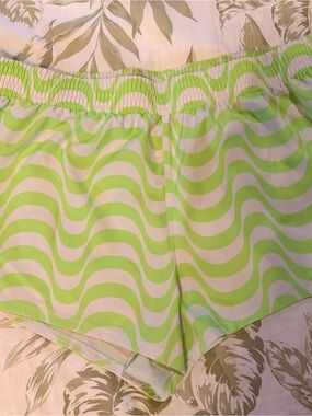 NOBO Lime Green and White Elastic Waistband Beach Shorts